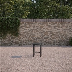 Emeline Micron Dekton Black Iron Outdoor Round Side Table|