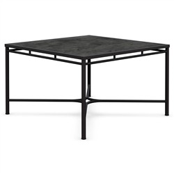 Emeline Micron Dekton Black Iron Square Outdoor Dining Table - 48"|