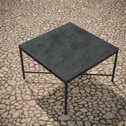 Emeline Micron Dekton Black Iron Square Outdoor Dining Table - 48"|