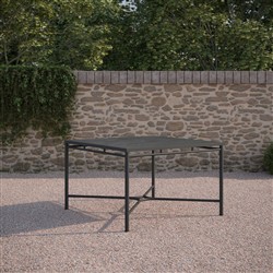 Emeline Micron Dekton Black Iron Square Outdoor Dining Table - 48"|