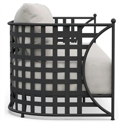 Emeline Cream Upholstered Black Iron Outdoor Sofa - 88"|