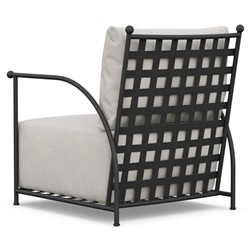 Emeline Cream Upholstered Black Iron Outdoor Lounge Chair|