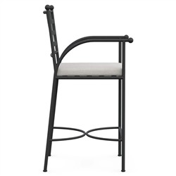 Emeline Cream Upholstered Black Iron Outdoor Counter Stool|