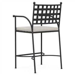 Emeline Cream Upholstered Black Iron Outdoor Counter Stool|
