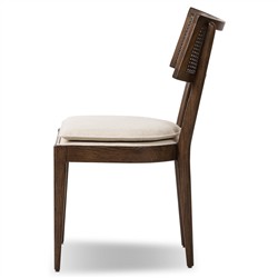 Tina Modern Beige Performance Dark Brown Oak Wood Cane Dining Chair|