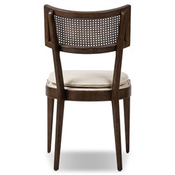 Tina Modern Beige Performance Dark Brown Oak Wood Cane Dining Chair|