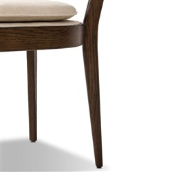 Tina Modern Beige Performance Dark Brown Oak Wood Cane Dining Chair|