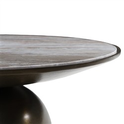 Malia Industrial Taupe Marble Aged Bronze Iron Round Coffee Table|