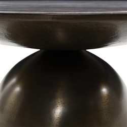 Malia Industrial Taupe Marble Aged Bronze Iron Round Coffee Table|