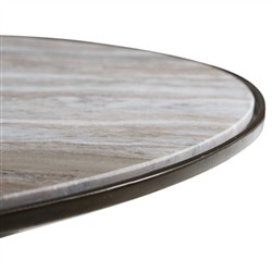 Malia Industrial Taupe Marble Aged Bronze Iron Round Coffee Table|