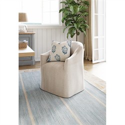 Desiree French Country Beige Striped Slipcovered Dining Arm Chair|