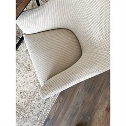 Desiree French Country Beige Striped Slipcovered Dining Arm Chair|