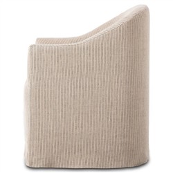 Desiree French Country Beige Striped Slipcovered Dining Arm Chair|