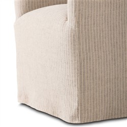 Desiree French Country Beige Striped Slipcovered Dining Arm Chair|