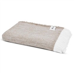 Haleigh Beige Crosshatch Textured Indoor / Outdoor Throw Blanket|