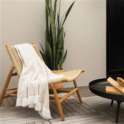 Haleigh Beige Crosshatch Textured Indoor / Outdoor Throw Blanket|