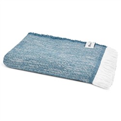 Haleigh Blue Crosshatch Textured Indoor / Outdoor Throw Blanket|
