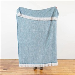 Haleigh Blue Crosshatch Textured Indoor / Outdoor Throw Blanket|