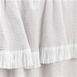 Haleigh White Sunbrella Crosshatch Textured Indoor / Outdoor Throw Blanket|
