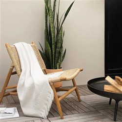 Haleigh White Sunbrella Crosshatch Textured Indoor / Outdoor Throw Blanket|