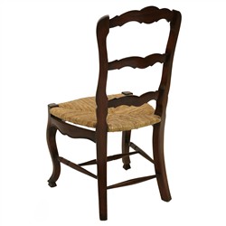 Lacey Rustic Brown Mahogany Woven Seat Ladder Back Dining Side Chair|