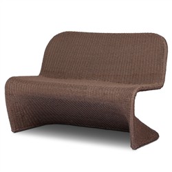 Ivanna Coastal Beach Dark Brown Woven Wicker Outdoor Dining Bench|