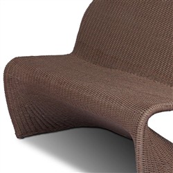 Ivanna Coastal Beach Dark Brown Woven Wicker Outdoor Dining Bench|