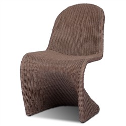 Ivanna Coastal Beach Dark Brown Woven Wicker Outdoor Dining Chair|