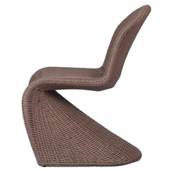 Ivanna Coastal Beach Dark Brown Woven Wicker Outdoor Dining Chair|
