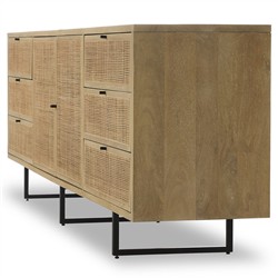 Emilie Coastal Beach Natural Cane Mango Wood Sideboard|