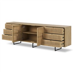 Emilie Coastal Beach Natural Cane Mango Wood Sideboard|