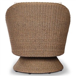 Marciana Coastal Beach Beige Upholstered Brown Woven Wicker Outdoor Swivel Chair|