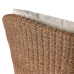 Marciana Coastal Beach Beige Upholstered Brown Woven Wicker Outdoor Swivel Chair|