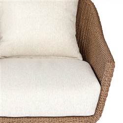 Marciana Coastal Beach Beige Upholstered Brown Woven Wicker Outdoor Swivel Chair|