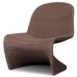 Ivanna Coastal Beach Dark Brown Woven Wicker Outdoor Lounge Chair|