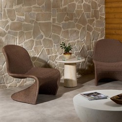 Ivanna Coastal Beach Dark Brown Woven Wicker Outdoor Lounge Chair|