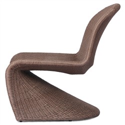 Ivanna Coastal Beach Dark Brown Woven Wicker Outdoor Lounge Chair|
