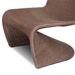 Ivanna Coastal Beach Dark Brown Woven Wicker Outdoor Lounge Chair|