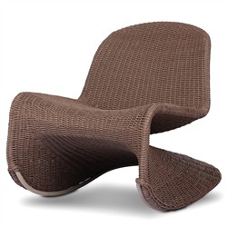 Ivanna Coastal Beach Dark Brown Woven Wicker Outdoor Rocking Chair|