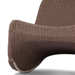Ivanna Coastal Beach Dark Brown Woven Wicker Outdoor Rocking Chair|