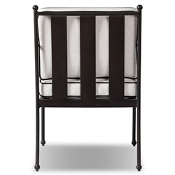 Gretchen French Country White Upholstered Black Welt Aluminum Outdoor Dining Side Chair|