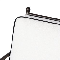 Gretchen French Country White Upholstered Black Welt Aluminum Outdoor Lounge Chair|