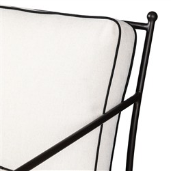 Gretchen French Country White Upholstered Black Welt Aluminum Outdoor Lounge Chair|