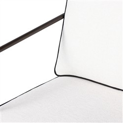 Gretchen French Country White Upholstered Black Welt Aluminum Outdoor Lounge Chair|