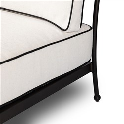 Gretchen French Country White Upholstered Black Welt Aluminum Outdoor Lounge Chair|