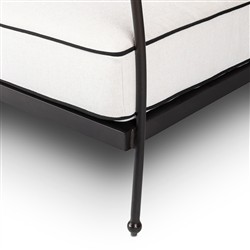 Gretchen French Country White Upholstered Black Welt Aluminum Outdoor Lounge Chair|