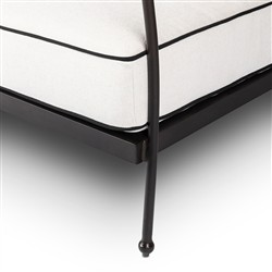 Gretchen French Country White Upholstered Black Welt Aluminum Outdoor Sofa - 76"|