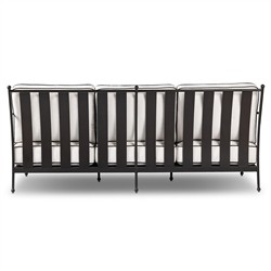 Gretchen French Country White Upholstered Black Welt Aluminum Outdoor Sofa - 76"|