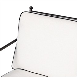 Gretchen French Country White Upholstered Black Welt Aluminum Outdoor Sofa - 76"|