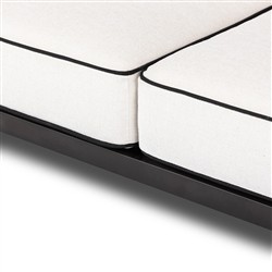 Gretchen French Country White Upholstered Black Welt Aluminum Outdoor Sofa - 76"|